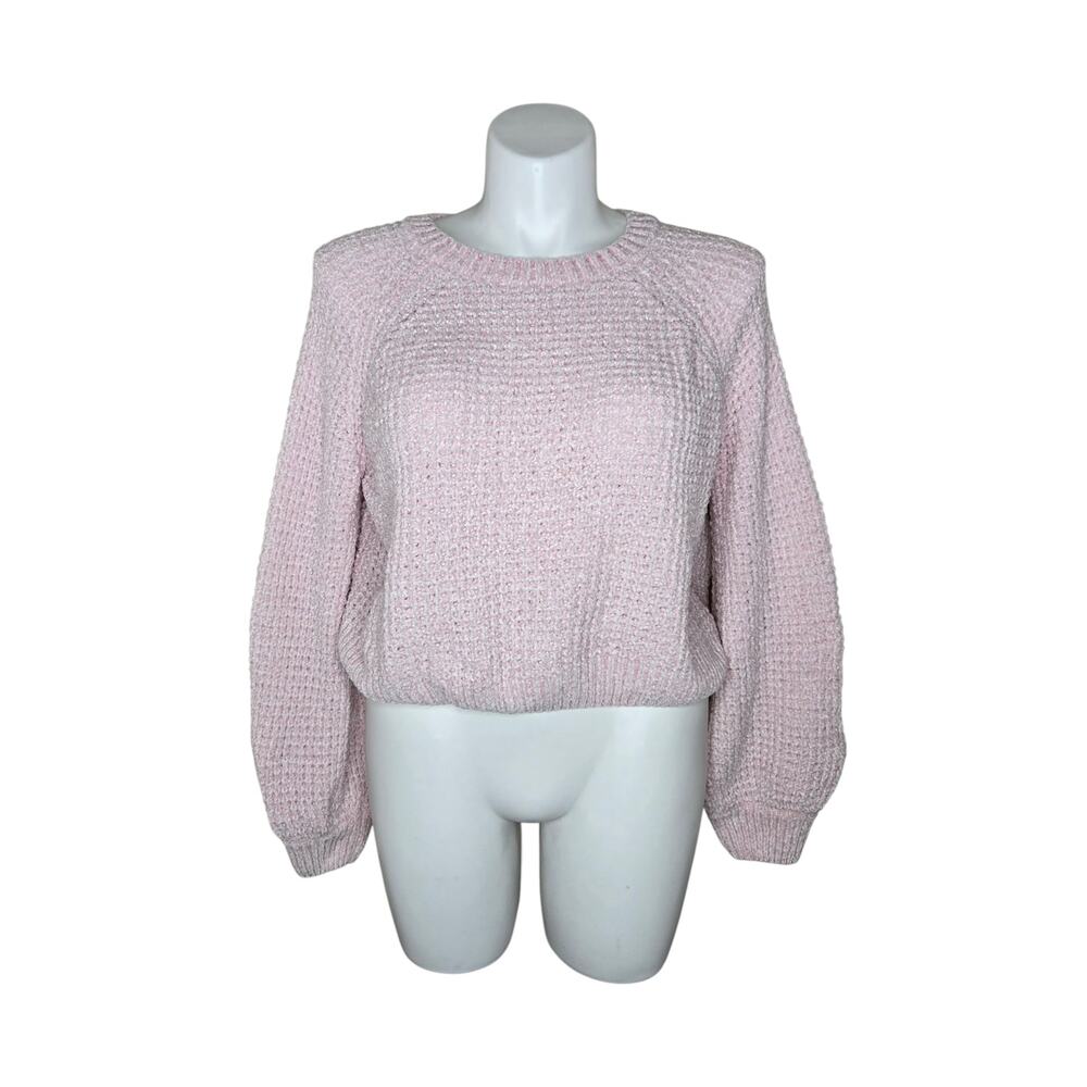 ALTAR'D STATE Waffle Knit Pullover Sweater Baby Pink Size Large